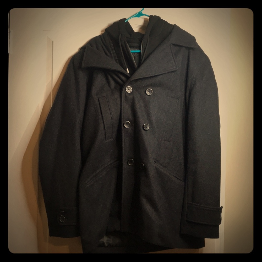 Double layer Peacoat with hood